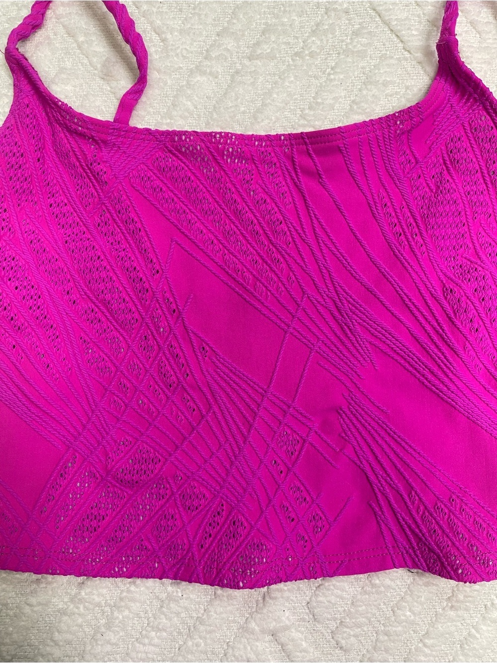 Onzie Dark Pink Swim Crop Top Textured Overlay Size M/L - Picture 3 of 8
